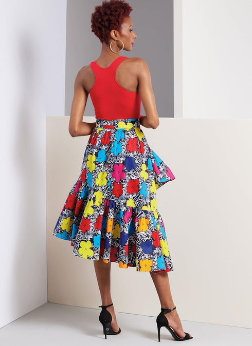 Vogue Misses' Asymmetric Ruffled Skirts Sewing Pattern Packet, Design Code V1957, Sizes 8-10-12-14-16...