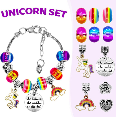 CH HAICHENG DIY Charm Bracelet Making Kit for Girls, Unicorn Bracelet Kit, Mermaid Unicorn Jewelry Making Kit for Girls Christmas Birthday Gift fo...