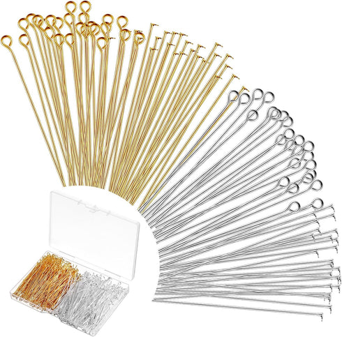 600 Pieces Eye Pins 2 Inch Jewelry Making Head pins, Flat Head Pins Open Eye Pins Ball Headpins for Craft Earrings Bracelet Making Jewelry Making ...
