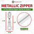 Mandala Crafts Metallic Silver Zipper Tape by The Yard #5 with Pulls - White Continuous Nylon Coil Upholstery Zippers Chain Roll for Sewing 10 Yar...