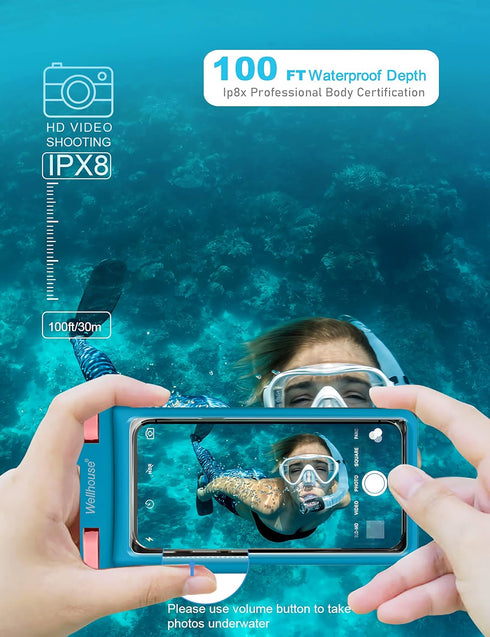 wellhouse Waterproof Phone Pouch, Waterproof Phone Case for iPhone 16 15 14 13 12 Pro Max XS Samsung, IPX8 3D Cellphone Dry Bag Beach Essentials (...