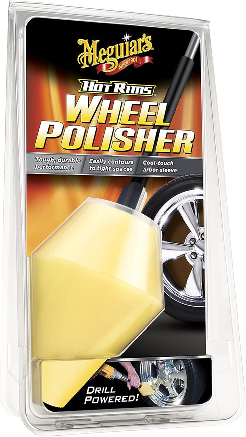 Meguiar's Hot Rims Wheel Polisher Tool - Drill-Powered Attachment for Polishing on Polished, Chrome and Uncoated Wheels - Attaches to Standard Dri...