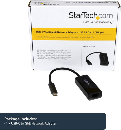 StarTech.com USB-C to Gigabit Ethernet Adapter, Thunderbolt 3 /4 Compatible, RJ45 LAN Network Converter, Windows & Mac...