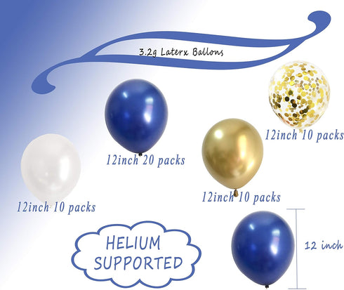 Birthday Decorations Royal blue Gold – Glabby Happy birthday Balloon Foil Banner for Boys Men Bday Party Decor Supplies (Navy Blue)...