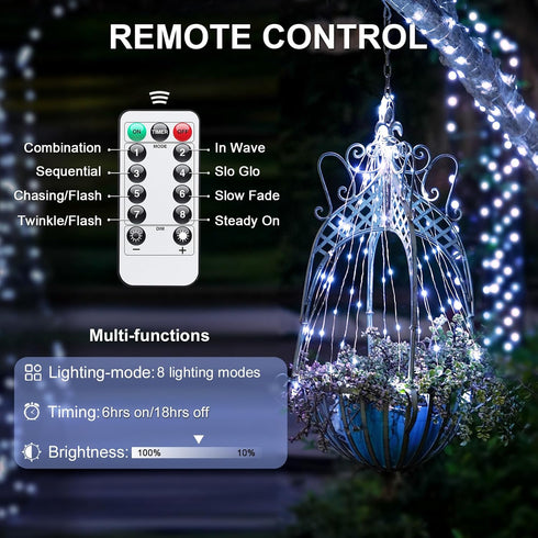 JMEXSUSS 2 Pack White Fairy Lights Battery Operated, Total 200 LED 66ft Twinkle Lights with Remote, 8 Mode White String Lights for Bedroom Ceiling...