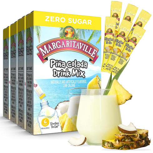 Margaritaville Singles To Go Water Drink Mix - Pina Colada Flavored, Non-Alcoholic Powder Sticks 6 CT, 0.70 Ounce (Pack of 4)...
