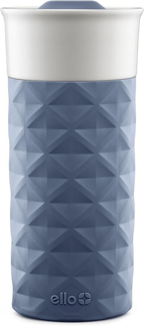 Ello Ogden BPA-Free Ceramic Travel Mug with Lid, Evening Blue, 16 oz...