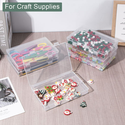 6 Packs Small Plastic Boxes, Rectangular Small Plastic Containers with Lid, Craft Box Containers for Craft Supplies and Little Bits, 7.2'' × 4.6''...