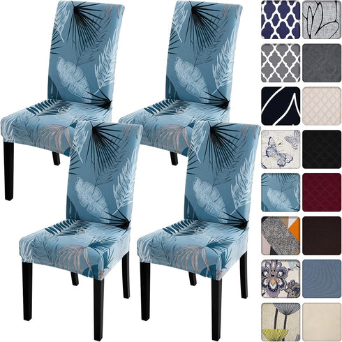 SearchI Summer Pattern Dining Room Chair Covers Set of 4, Stretch Printed Parsons Chair Slipcovers Spandex Removable Washable Kitchen Chair Protec...