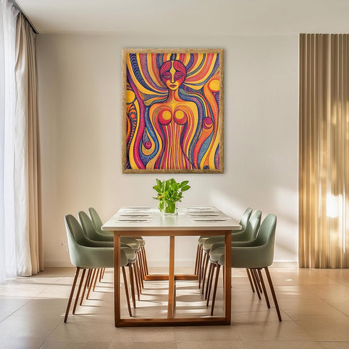 Posterizer 1 pcs-vibrant hippy psychedelic whimsy figure art-Abstract & Modern Art Gift for Men Women Teens Living Room Bedroom Decor- unframed wa...