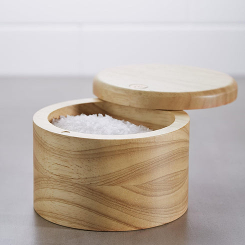 Ayesha Curry Pantryware Parawood Salt Cellar With Lid / Parawood Salt Box With Lid - 4 Inch, Brown...