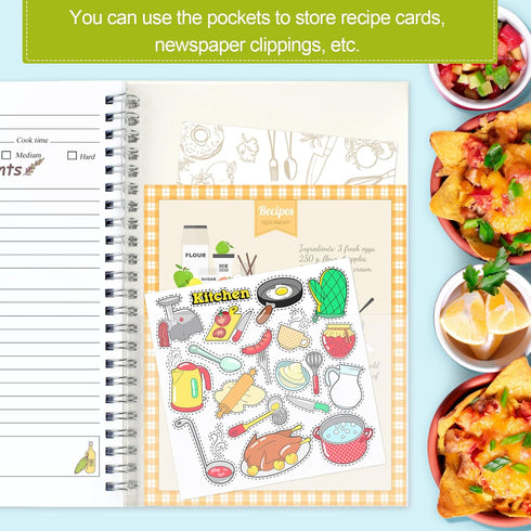 PECULA Recipe Book, 5.6"x 8.2" Recipe Book To Write In Your Own Recipes, Blank Recipe Book, Recipe Notebook, Recipe Journal Hold 170 Recipes...