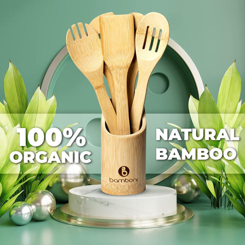 Bamboo Cooking Utensils - Bamboo Kitchen Utensils Wood Spoons For Cooking Bamboo Spoons For Cooking Wooden Spoon Set...