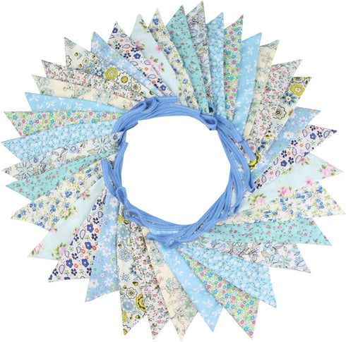 10M/32Ft Triangle Bunting Banner, 36 Pcs Cotton Fabric Flags Pennant Garlands for Birthday Party, Wedding, Baby Shower, Outdoor and Home Decoratio...