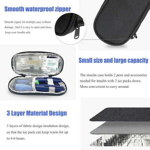 Insulin Pen Cooler Travel Case with TSA Approved Ice Packs,Diabetic Medication Insulated Cool Organizer,Insulin Pen and Other Diabetic Supplies, f...