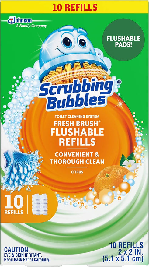 Scrubbing Bubbles Fresh Brush Flushable Refills - Citrus Action Scent - 10 Count Flushable Refills Per Box - Pack of 3 Boxes...