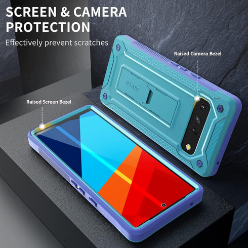 Compatible with Google Pixel 6 Case - Ultimate Drop Protection Case with Kickstand (Blue)...