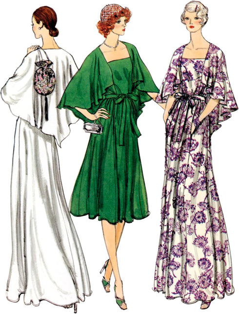 Vogue Misses’ Vintage 1970's Evening Dress Sewing Pattern Packet, Design Code V1947, Sizes 8-10-12-14-16...
