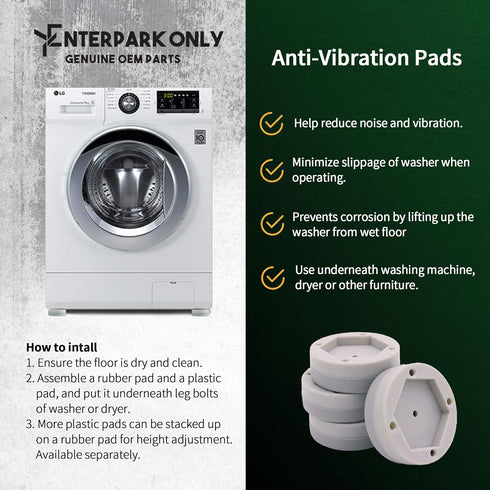 All New Enterpark Premium Quality Cost Effective Anti-Slide Pad Set of Anti-Vibration and Anti-Walk Pads for Washer, Dryer and Furniture (Set of 4 Noise Reduction Rubber Pads)