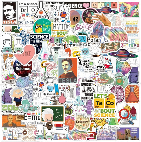 100Pcs Natural Sciences Stickers Pack?Physics, Chemistry, Biology Experiment Vinyl Stickers?Student Science Laboratory Sticker Decals for Laptop, ...