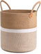 CHICVITA Extra Large Woven Storage Basket with Handles – Laundry Basket Toy Towels Jute Blanket Basket Home Decor Gift, 16" x 16", White...