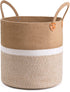 CHICVITA Extra Large Woven Storage Basket with Handles – Laundry Basket Toy Towels Jute Blanket Basket Home Decor Gift, 16" x 16", White...