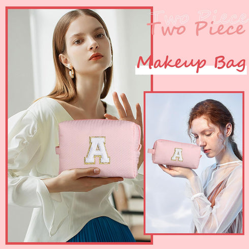 Birthday Gifts for Women Her, Initial D Travel Cute Makeup Bag Large Capacity Make Up Bag Cosmetic Bag for Women Toiletry Bag Skincare For Teens P...