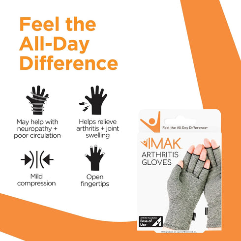 Brownmed - IMAK Compression Arthritis Gloves - Compression Gloves for Arthritis & Joint Pain Support - Men's & Women's Fingerless Gloves to Suppor...