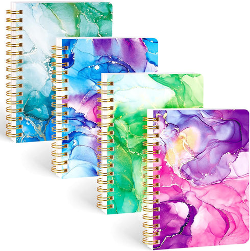 4PCS Mini Spiral Notepads, Pocket Notebooks A6 Small Spiral Journal College Ruled Notepads for Women Gift Office School Supplies...