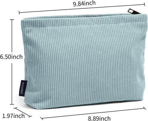 MAANGE Small Makeup Bag For Purse, Travel Cosmetic Bag Makeup Pouch Corduroy Portable Versatile Zipper Pouch For Women (GREEN)...