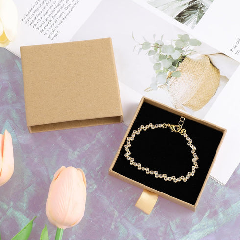 2Pcs Jewelry Gift Box Bracelet Gift Boxes Cardboard Jewelry Box Square Necklace Earring Bracelet Gift Box Kraft Organizer Storage Box for Jeweller...