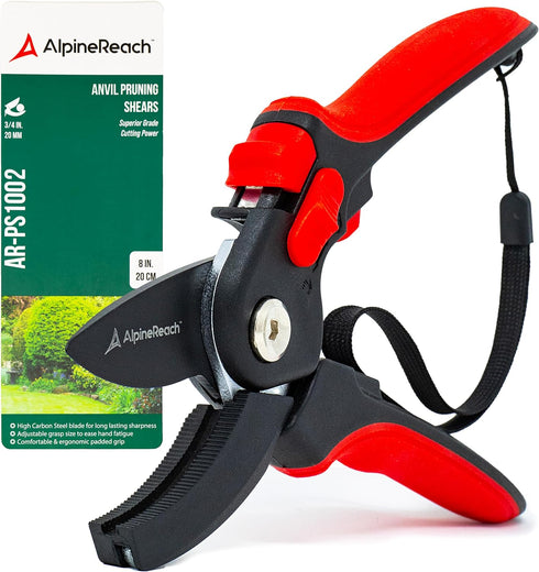 Anvil Pruning Shears for Gardening, Sharp Ergonomic Pruners, Heavy Duty High Carbon Steel Blade Plant Cutting Clippers, Adjustable Soft Handle for...