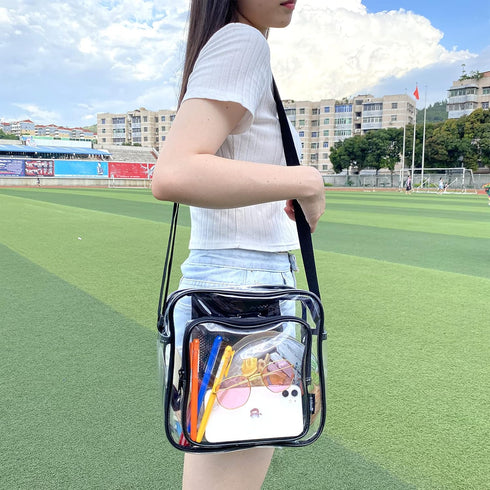 Clear Crossbody Bag Stadium Approved, Clear Messenger Shoulder Bag with Adjustable Strap for Work, Concerts, Sports Events...