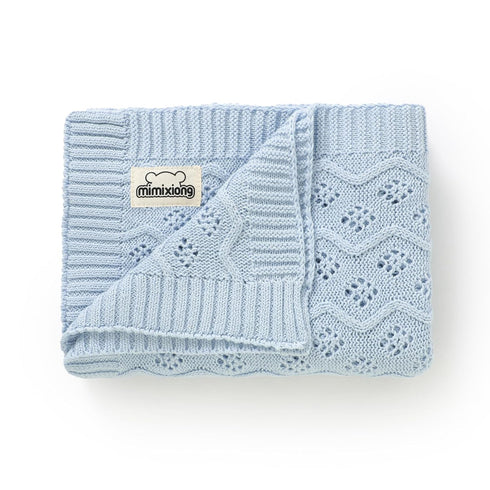 mimixiong Toddler Blankets Knitted Cellular Baby Blankets for Boys and Girls Blue 40x30 Inch...