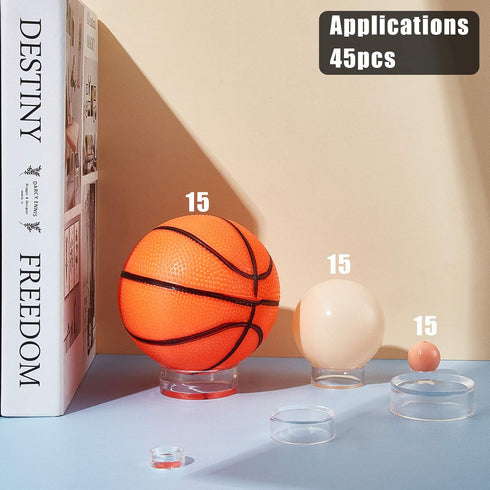 Jetec 45 Pieces Acrylic Display Stand Clear Ring Baseball Stands Plastic Round Display Stand for Golf Ball, Baseball, Softball, Tennis Ball, Spher...