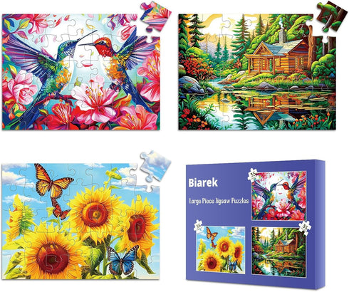 35 Large Piece Puzzles for Seniors Wooden Puzzle Dementia Alzheimer's Products Activities Memory Game for Patients in Nursing Home Easy Puzzle for...