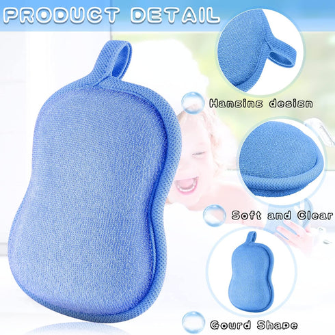 4 Pieces Baby Bath Sponge Cotton Baby Sponge Soft and Absorbent Sponge for Kids Babies Men Women (Red, Purple, Green, Blue)...