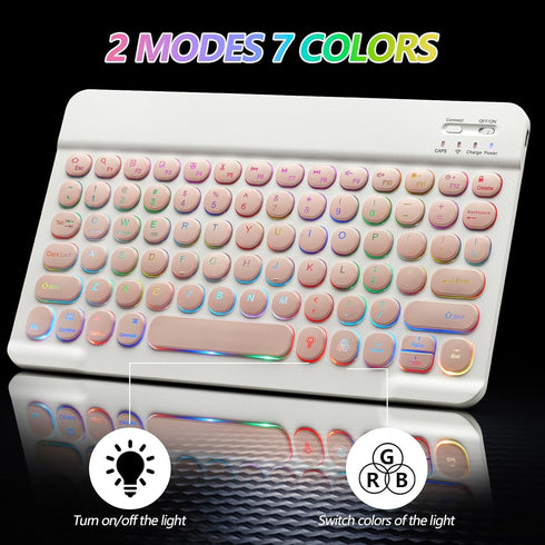 Bluetooth Keyboard and Mouse Combo for iPad - Rechargeable Wireless Keyboard & Mouse with 7-Color Backlit Compatible with iPad 9th/8th Gen, iPad P...