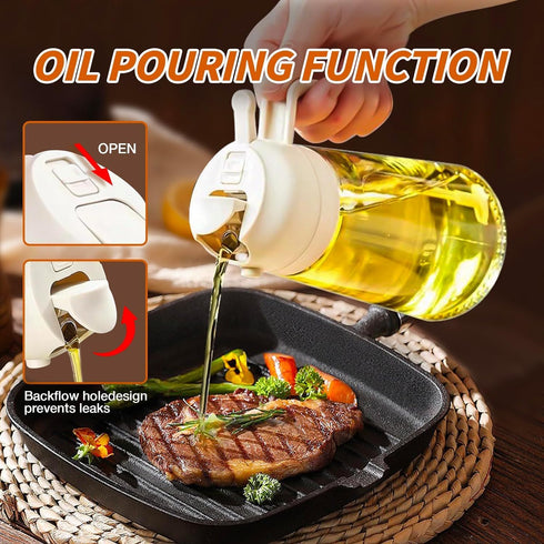 2 in 1 Olive Oil Dispenser Bottle for Kitchen,Oil Sprayer for Cooking, 1.56oz/470ml Premium Glass Oil Bottle, Food-grade Oil Mister for Air Fryer,...