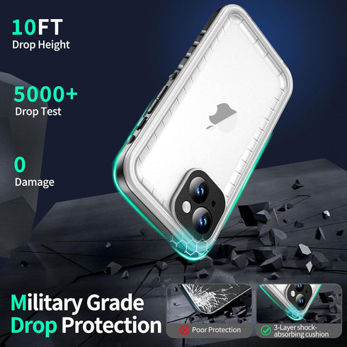 SOKUSIN for iPhone 13 Case Waterproof - Shockproof Drop Proof Dustproof Clear Phone Case with Built-in Screen & Camera Protector, Full Body Rugged...