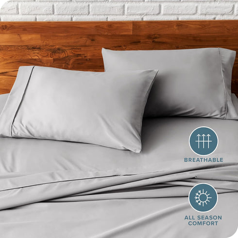 Bare Home Microfiber Pillow Cases - King Size Set of 2 - Cooling Pillowcases - Double Brushed - Light Grey Pillowcases 2 Pack - Easy Care (King Pi...