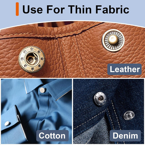 Alritz 15mm Leather Snap Button Kits with Hammer Punch Spacer, 90 Sets Metal Snaps Press Studs with 4 Setter Tools for Thin Clothes, Jackets, Jean...