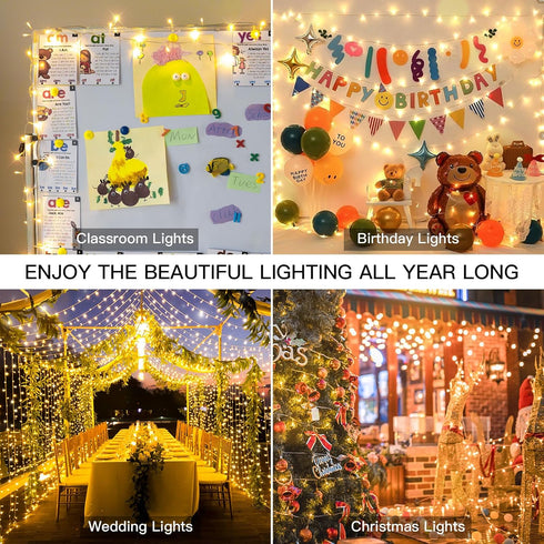 suddus Led String Lights,33FT 100 Led Fairy Lights Plug in,Christmas Lights for Bedroom, Home, Yard, Door, Room,Classroom Decorations warm white...