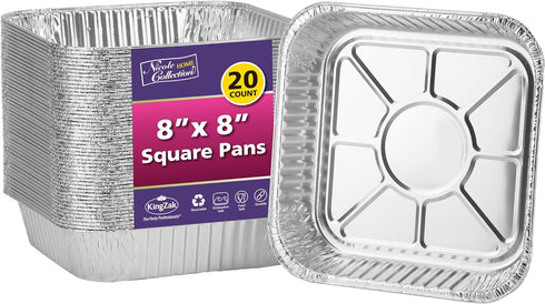 Nicole Home Collection 8x8 Aluminum Pans (20 Pack) 8 Inch Foil Pans - Cake Pans - Aluminum Square Pans - Disposable Food container - great For Cak...