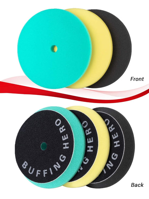 3pcs Polishing Pads for Orbital Sander, Orbital Buffing Pads Hook and Loop Foam Buffer Pad Set for Cutting, Compounding, Polishing and Waxing (5 i...