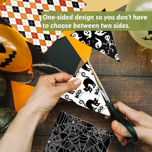 Reofrey 24 Sheets Halloween Pattern Paper Set, 6"x6" Scrapbook Paper Pad Single-Sided Pattern Paper Pack, Scrapbooking Supplies Kit Craft Paper Gh...