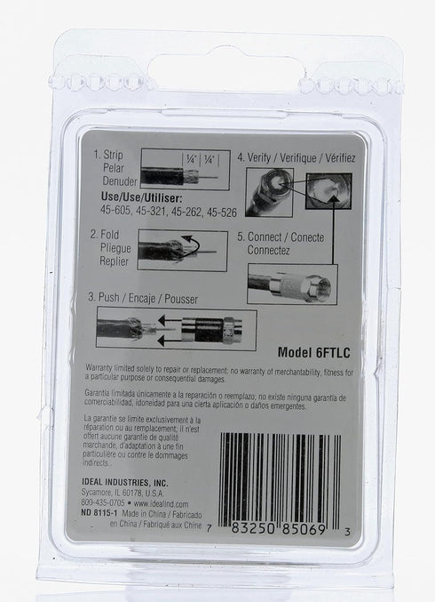 IDEAL INDUSTRIES INC. 85-069 Nickel Push-On F-Connectors (4 Pack)...