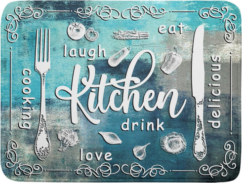 Blue Grey Dish Drying Mat 18x24 Inch Cooking Delicious Absorbent Drying Pad Heat Resistant Dish Drainer Mats for Kitchen Countertop...