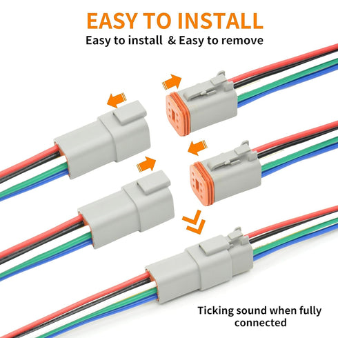 2 Set 6 Pin DT Deustch Waterproof Automotive Electrical Butt Connector with 16AWG -40?-105? 600V Wires and Heat Shrink Tubes Connectors Kit for Ca...