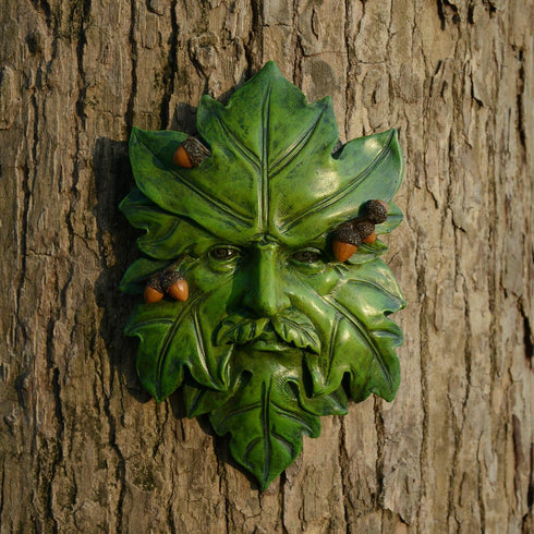 Top Collection Garden Acorn Greenman Hanging Plaque...